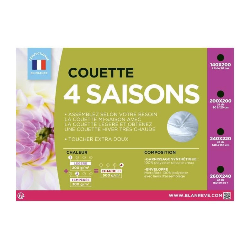 BLANREVE Couette 4 Saisons 140 X 200 Cm Blanc blanreve-couette-4-saisons-140-x-200-cm-blanc