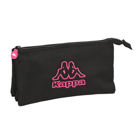 Trousse Fourre-Tout Triple Kappa Black and pink Noir (22 x 12 x 3 cm) 29,99 €